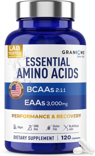 Vista 9 de Suplemento de aminoácidos esenciales para hombres y mujeres – Fórmula de los 9 suplementos BCAAs EAA – Aminoácido de leucina, lisina, triptófano