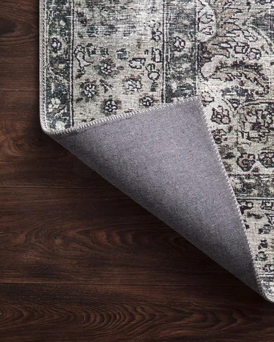 Vista 9 de Loloi - Tapete decorativo de pelo corto sala de estar, suave duradero, colección Layla, estampado envejecido retro, no desprende pelo, fácil Gris