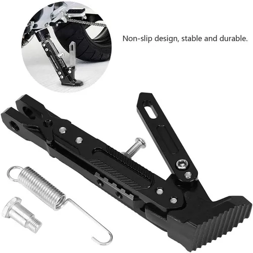 Vista 3 de Pata de Cabra de Motocicleta Soporte de Trípode Ajustable Universal de Aluminio Motor Scooter Soporte Lateral de Pie Modificado Accesorios