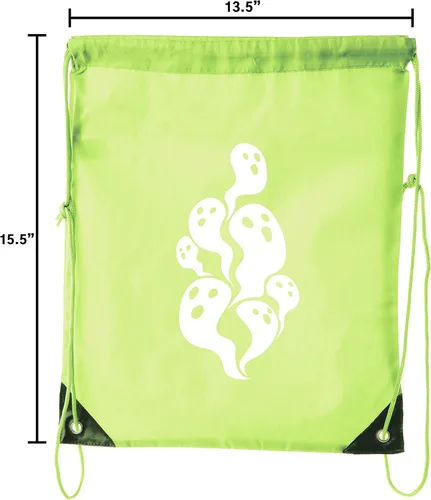 Vista 2 de Ghosts bolsa de cordón, bolsa de Halloween truco o golosinas para dulces, divertidas bolsas de Halloween de Cinch!