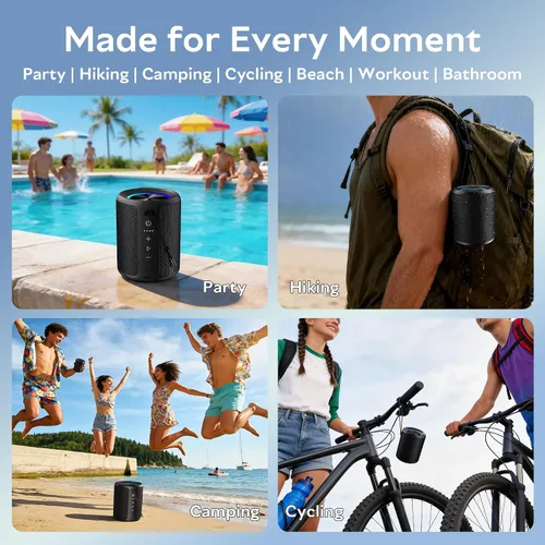 Vista 7 de Altavoz Bluetooth portátil, IPX7 impermeable altavoz inalámbrico con sonido estéreo fuerte de 20 W, tiempo de reproducción de 15 horas y luz RGB