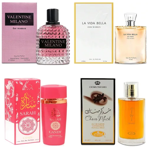 Vista 12 de AFLUXE Top Sales 4 Pieza Set de Perfume para Mujer Combo Eau de Parfum Spray Natural, Fragancia Duradera para Mujeres Kiara Mango Punch & Sarah Pink