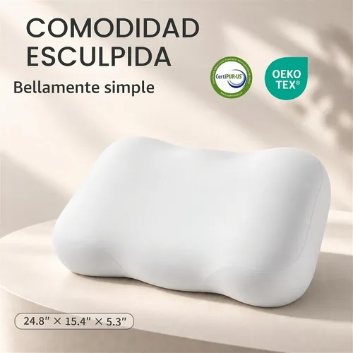 Vista 2 de Almohada cervical ergonómica para el cuello, espuma viscoelástica de Gris