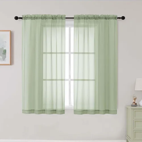 Vista 309 de 2 paneles de cortinas traslúcidas blancas para dormitorio, sala de estar, 96 pulgadas de largo, modernas, suaves, ligeras, con bolsillo para barra