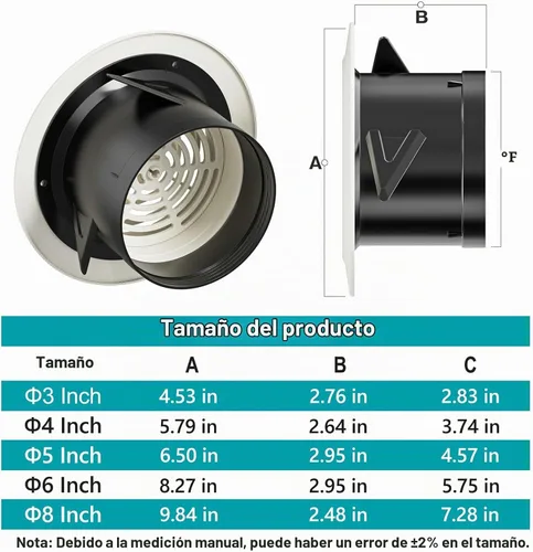 Vista 4 de Rejilla de Ventilación Redonda de 4 Pulgadas, HG Power Cubierta de Ventilación Ajustable de ABS, Rejilla de Lamas Blanca Apta para Baño, Oficina
