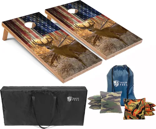 Vista 22 de Tailgating Pros Cornhole Board Set w/Bean Bags and Carrying Case - 4'x2' Corn Hole Toss - Tournament and Lightweight Options - Optional LED Lights