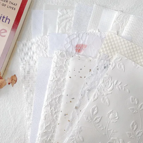 Vista 16 de Aromoty 20 piezas de papel artesanal para álbum de recortes, papel texturizado para manualidades, papel Morandi A5 en malla, tela de morera, mezcla