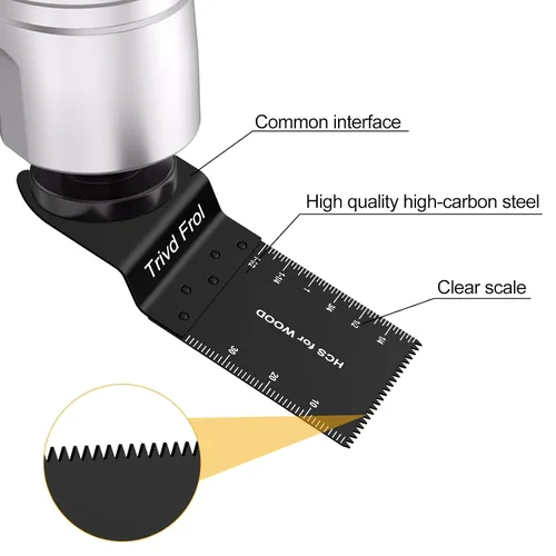 Vista 4 de Trivd Frol 100 piezas de hojas de sierra oscilantes, hojas de multiherramienta universales profesionales de titanio para madera, plásticos, metal