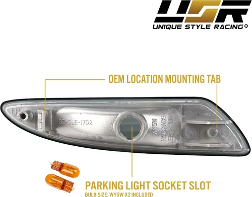 Vista 7 de USR 07-08 R230 SL Class - Juego de luces laterales de parachoques de humo (izquierda + derecha) compatible con Mercedes Benz R230 SL Class 2007-2008