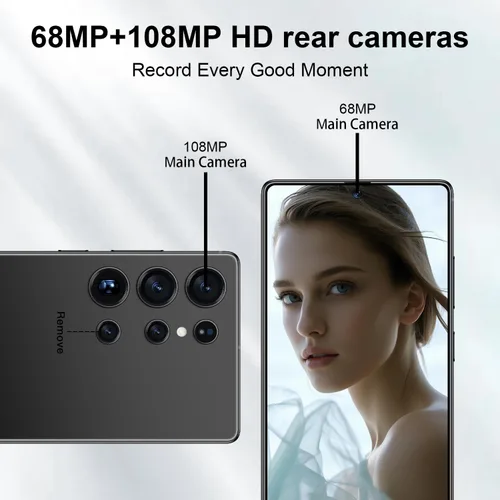 Vista 5 de I25 Ultra 5G - Teléfono inteligente desbloqueado, 16 GB+512 GB 7000 mAh, teléfono celular completamente para Android 14, pantalla HD de 6.99 Rosa