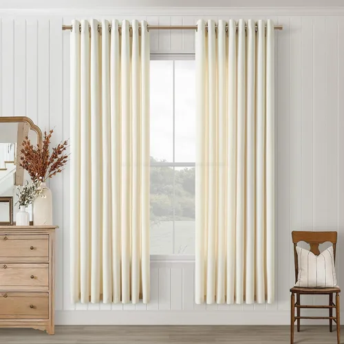 Vista 83 de Cortinas de avena con ojales DUKIYO de 96 pulgadas de largo para sala de estar, comedor, juego de 2 paneles, cortinas de arena y beige