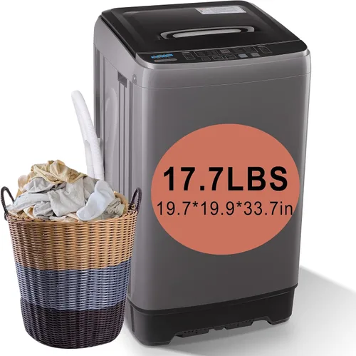 Vista 11 de KRIB BLING Lavadora portátil completamente automática de 17.7 libras, lavadora compacta con pantalla LED, descarga de drenaje, 10 programas
