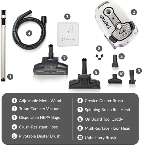 Vista 3 de Prolux Tritan aspiradora HEPA con caño para pisos sólidos con poderoso motor de 12 Amp