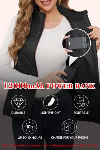 Vista 5 de PETREL Chaleco térmico para mujer con batería recargable eléctrica