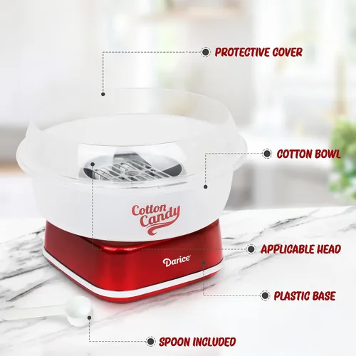 Vista 12 de Darice Máquina de algodón de azúcar – Retro Cotton Candy Maker – Máquina para hacer dulces caseros – Ideal para cumpleaños, fiestas, reuniones