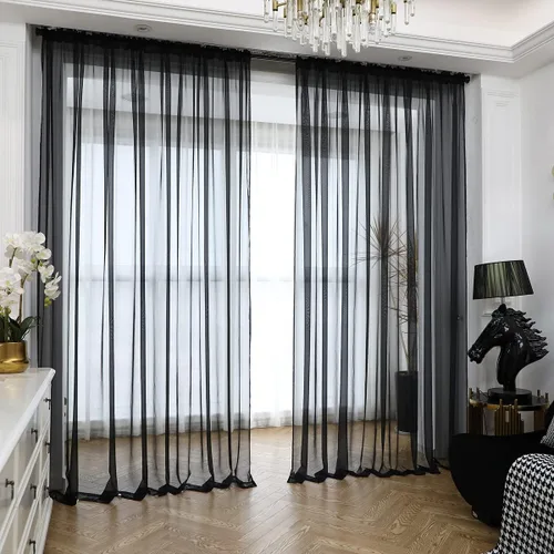 Vista 7 de L&TEC Cortinas traslúcidas para la ventana de color beige, 2 paneles de 48x45 pulgadas, con bolsillo básico para la barra de la cortina
