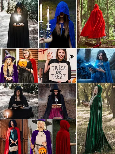 Vista 6 de QUCH Capa con capucha unisex con capucha para hombres y mujeres, capa de bruja de vampiro, disfraz de Halloween y Navidad