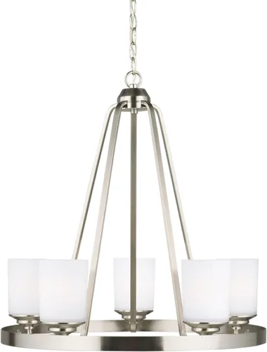 Vista 9 de Sea Gull Generation Lighting 3130709-112 Lámpara de araña de nueve luces Negro (Midnight Black)