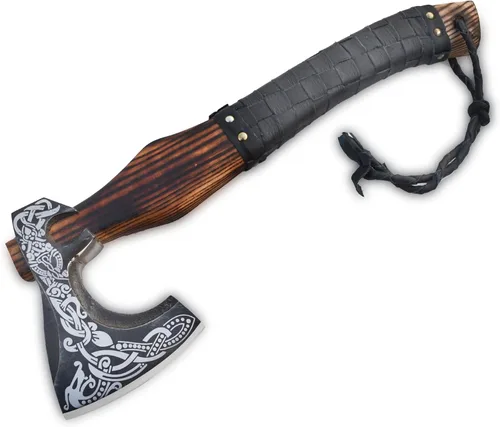 Vista 3 de Exquisita hacha vikinga hecha a mano, ideal para coleccionistas y entusiastas Auténtica, artesanal Hacha de estilo medieval con acero de alto