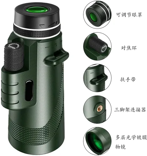 Vista 3 de High-Power 12x50 HD Handheld Monocular Telescope with Smartphone Adapter and Tripod – Lightweight and Portable for Bird Watching and Outdoor