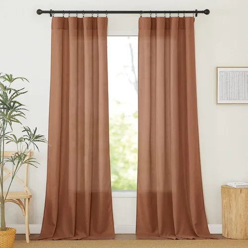 Vista 77 de RYB HOME - Cortinas de lino texturizado semitranslúcidas, privacidad media, filtro de luz, decoración de ventana para dormitorio/baño/sala de estar