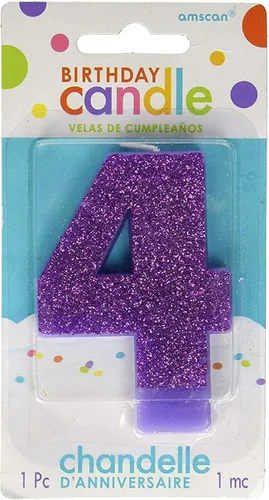 Vista 8 de Caribbean Blue # 0 cumpleaños Glitter 3.25" Vela