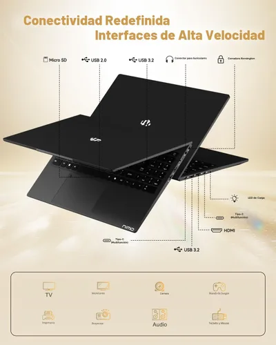 Vista 5 de NIMO Portátil empresarial FHD de 15.6 pulgadas, AMD Ryzen 7 PRO 6850U, 32 GB LPDDR5 1TB SSD, gráficos Radeon 680M, (Beat i7-1360P hasta 4.7 GHz) 100