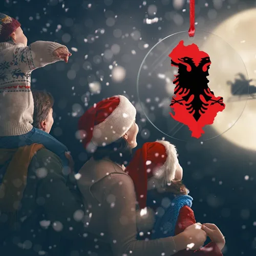 Vista 6 de Bandera de Albania, silueta de árbol, adorno de decoración de árbol de Navidad, bandera nacional, recuerdo de árbol de Navidad, recuerdo de Albania