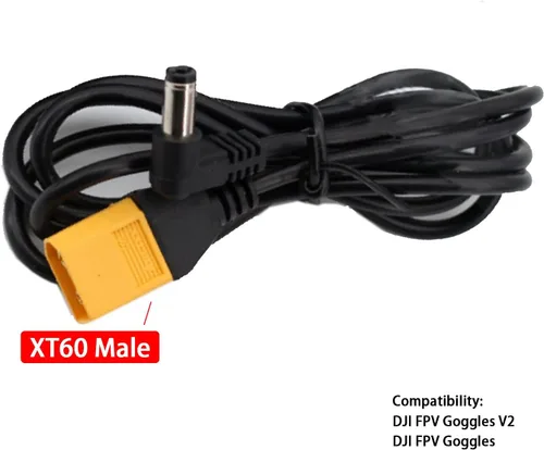 Vista 6 de Avata FPV - Cable de alimentación XT60 a CC para DJI Avata Fly Smart Combo FPV Goggles V2, FPV Goggles Battery 1.2M/47inch