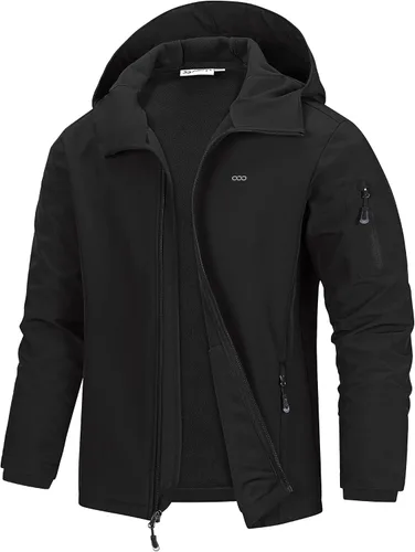 Vista 15 de 33,000ft Chaqueta de softshell con capucha para hombre, impermeable, ligera, aislada, cortavientos, forro de forro polar, chaqueta de lluvia Verde