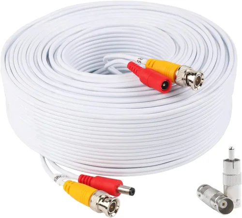 Vista 10 de Cables de alimentación de video BNC todo en uno de 100 pies/98.4 ft, cables de cámara de vigilancia de extensión BNC para sistemas CCTV DVR NVR