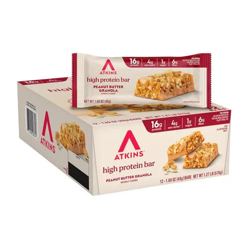 Vista 9 de Atkins Barrita de yogur griego de arándanos y fresas con alto contenido de proteínas, alta fibra, apta para dieta cetogénica, 12