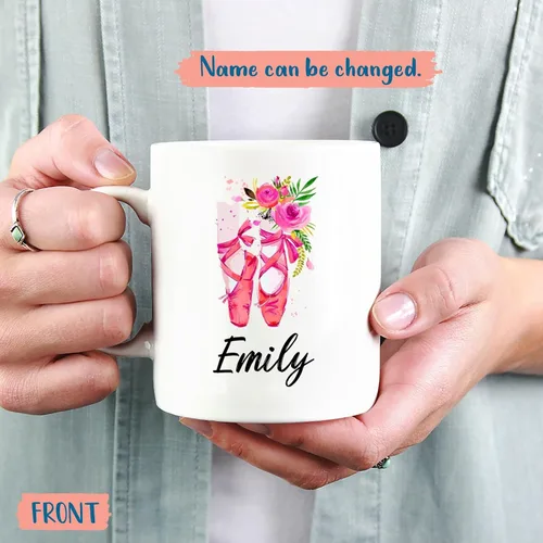 Vista 2 de Regalo personalizado de bailarina, taza de zapato de ballerina, taza de bailarina, tazas para amantes de la danza, taza de café personalizada