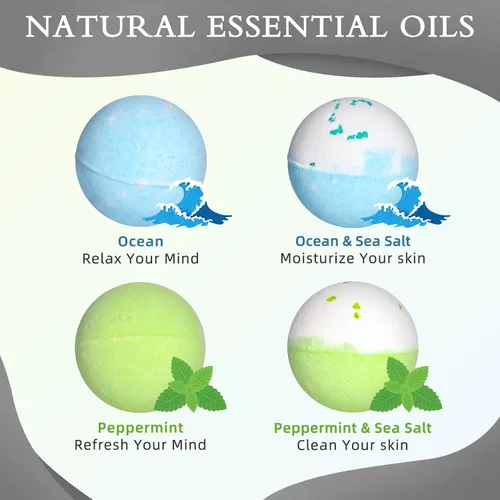 Vista 6 de 4 bombas de baño para hombres, bomba de baño grande hecha a mano para baño de burbujas y spa, bombas de baño de aceite esencial orgánico