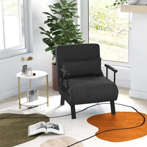 Vista 2 de KOMFOTT Sofá cama convertible 4 en 1 plegable con respaldo ajustable de 6 posiciones, tumbona tapizada con almohada extraíble, sofá reclinable