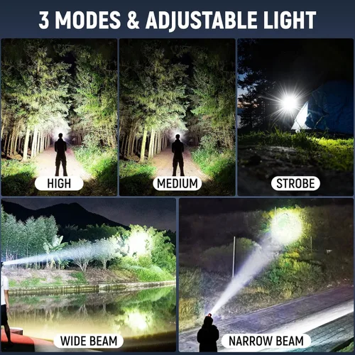Vista 3 de Linterna Frontal Recargable Paquete de 2, Linterna Frontal LED Brillante para Adultos, Ajustable 135°, 3 Modos, Lámpara de Cabeza Impermeable IPX6