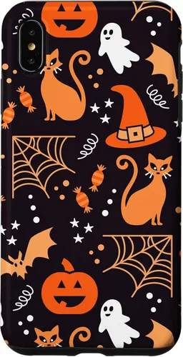Vista 11 de Carcasa para iPhone 16 Halloween, calabazas, fantasmas, bruja, caramelo, maíz, murciélagos, calaveras