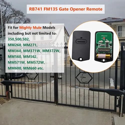 Vista 3 de RB741 para mando a distancia Mighty Mule Gate, 318 MHZ (paquete de 2) 9 Dip FM135 Gate Transmitter for MM371W MM572W etc. Compatible with GTO Gate
