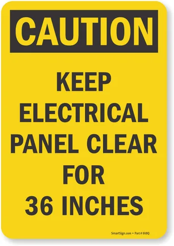 Vista 3 de SmartSign "Precaution - Keep Electric Panel transparente para 36 pulgadas, vinilo laminado de 3.5" x 5