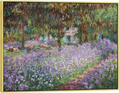 Vista 11 de Wieco Art Lienzo enmarcado para pared, diseño de lirios en el jardín de Monet, 1900 por Claude Monet, impresionismo, arte impreso, obra de arte