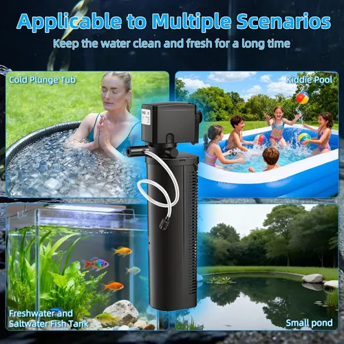 Vista 7 de Hypool Filtro de acuario U-V de 600 GPH para tanque de peces grande de 100 a 500 galones, bañera de inmersión fría, filtro de estanque de piscina