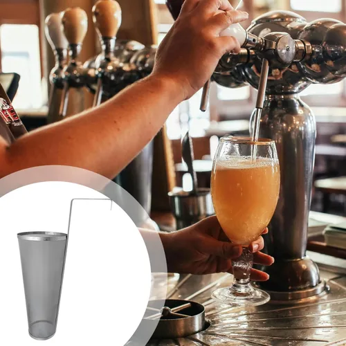 Vista 4 de Colador de araña de acero inoxidable con gancho de mango largo, filtro de malla fina para uso en cocina, accesorio ideal para elaboración de cerveza