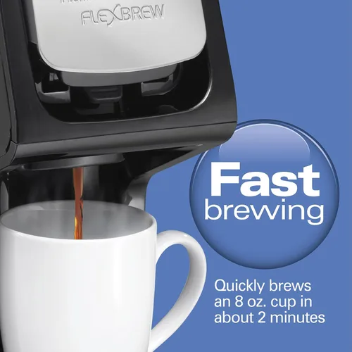 Vista 3 de Cafetera Hamilton Beach FlexBrew de servicio individual, máquina de café compatible con paquetes de cápsulas y café molido, negra Next Gen (49900)