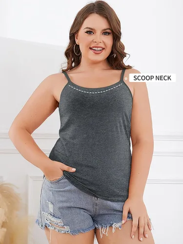 Vista 97 de Camisa Attraco de algodón, con tirantes estilo espagueti, con brasier incorporado, 2 paquetes, para mujer