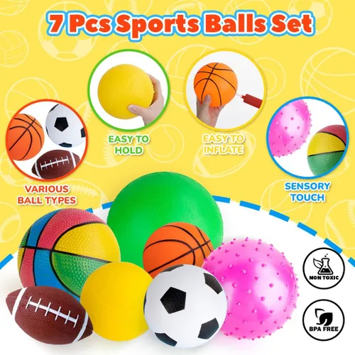 Vista 2 de Pelotas para niños pequeños de 1 a 3 años, pelota deportiva para niños pequeños, juguetes al aire libre, juego de 7 bolas de espuma para niños