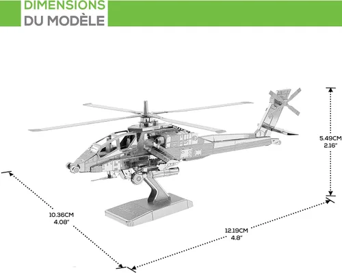 Vista 7 de Fascinations Metal Earth AH-64 Apache 3D Kit de modelo de metal