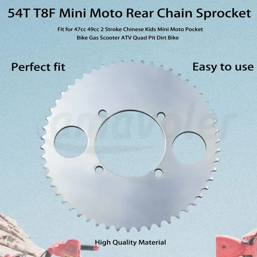 Vista 2 de T8F 54T 2.126 in diente trasero Dirve Sprocket piezas de repuesto para 47cc 49cc 2 tiempos niños chinos mini moto Pocket Bike Gas Scooter ATV Quad