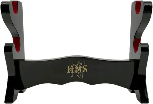Vista 2 de Pie de mesa de madera negra laqueada Handmade Sword, para espadas katana o wakizashi, de lujo, cuadro titular de la visualización