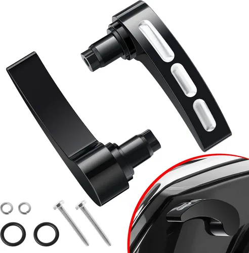 Vista 10 de Kit de cierre de alforja Amazicha Acero inoxidable con elevador de bolsa de sillín negro brillante para Harley Davidson Touring Street Glide Electra