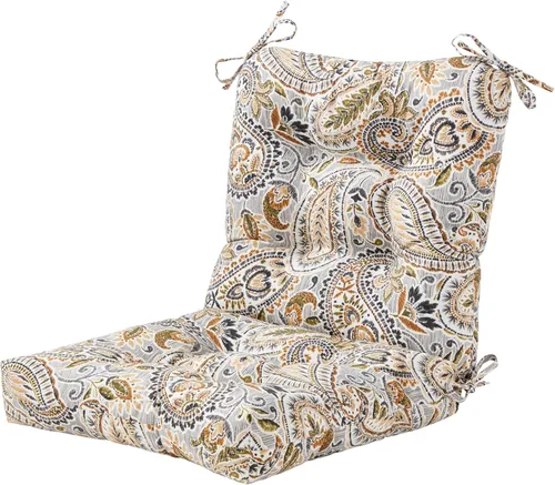 Vista 24 de Cojines para silla de exterior con bisagras, diseño de una sola pieza, cojín reversible para asiento y respaldo de patio con lazos, tela de Aloha